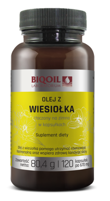 OLEJ Z WIESIOŁKA TŁOCZONY NA ZIMNO 120 KAPSUŁEK (670 mg) - BIOOIL