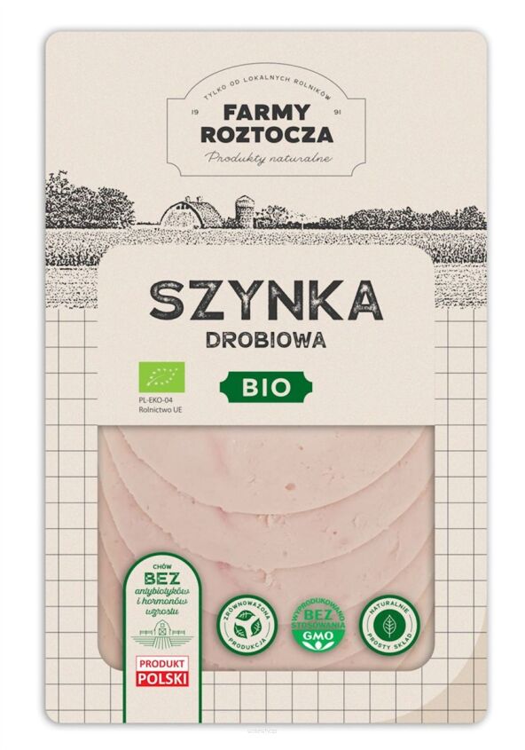 SZYNKA DROBIOWA PLASTRY BIO 100 g - FARMY ROZTOCZA (Z PÓŁKI)