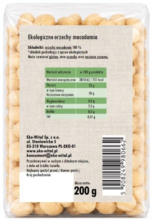 Orzechy macadamia BIO 200 g
