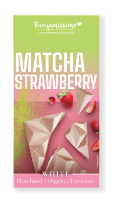 TABLICZKA KAKAOWA HERBATA MATCHA - TRUSKAWKA BEZGLUTENOWA BIO 60 g - BENJAMISSIMO