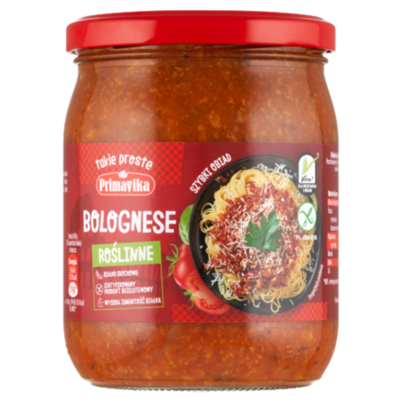 SOS WEGAŃSKI BOLOGNESE BEZGLUTENOWY 470 g - PRIMAVIKA