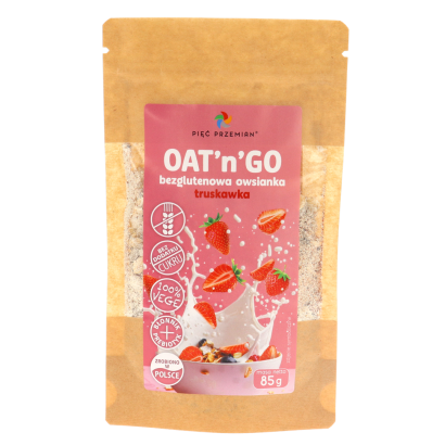 Owsianka truskawkowa bezglutenowa OAT'n'GO 85 g - Pięć Przemian
