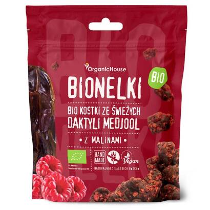 PRALINY DAKTYLOWE Z MALINAMI BEZGLUTENOWE BIO 50 g - ORGANIC HOUSE (BIONELKI)