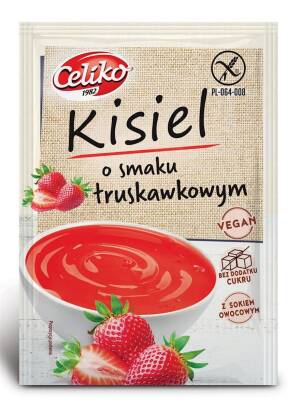 KISIEL O SMAKU TRUSKAWKOWYM BEZ DODATKU CUKRU BEZGLUTENOWY 40 g - CELIKO