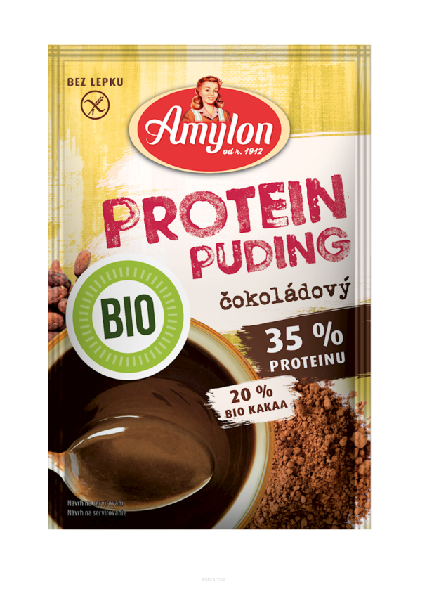 BUDYŃ PROTEINOWY O SMAKU CZEKOLADOWYM BEZ DODATKU CUKRU BEZGLUTENOWY BIO 45 g - AMYLON