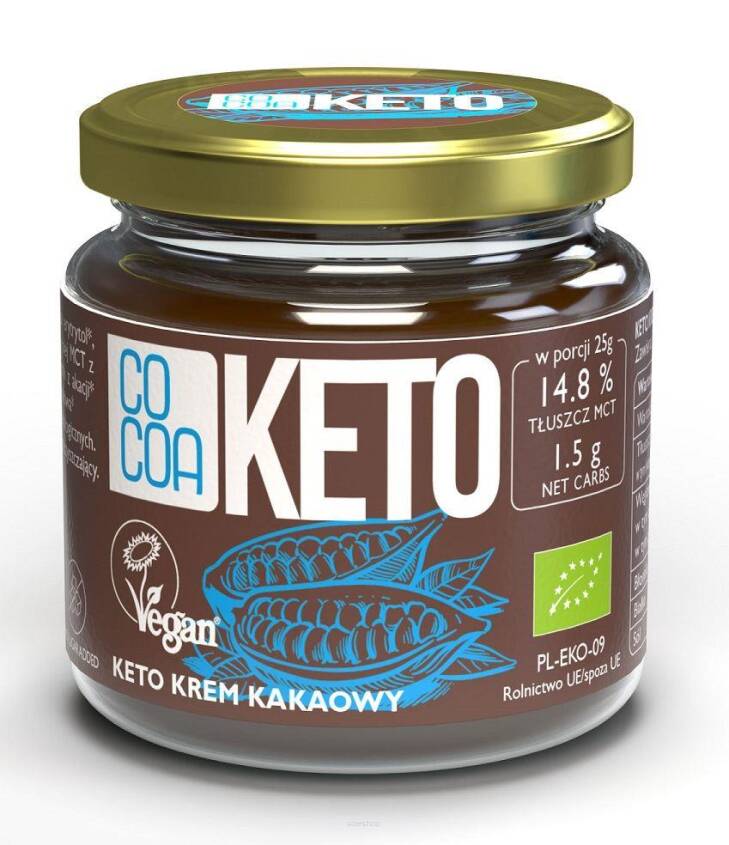 KREM KAKAOWY KETO Z OLEJEM MCT BEZ DODATKU CUKRU BIO 200 g - COCOA