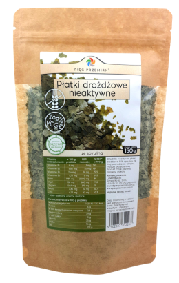 Płatki drożdżowe nieaktywne ze spiruliną bezglutenowe 150 g - Pięć Przemian