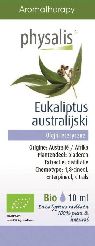 OLEJEK ETERYCZNY EUKALIPTUS AUSTRALIJSKI (EUCALYPTUS RADIATA) BIO 10 ml - PHYSALIS