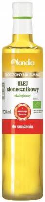 OLEJ SŁONECZNIKOWY DO SMAŻENIA TŁOCZONY NA ZIMNO BIO 500 ml - OLANDIA