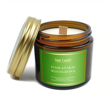 ŚWIECA SOJOWA ZAPACHOWA Z DREWNIANYM KNOTEM TOSKAŃSKIE WINOGRONA 120 ml - YOUR CANDLE