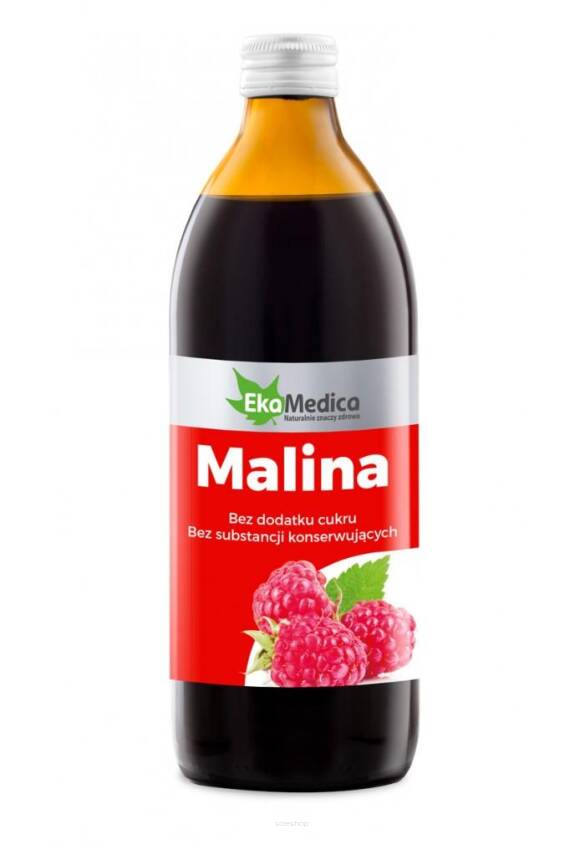 Malina, sok z malin 500 ml 100% - EkaMedica