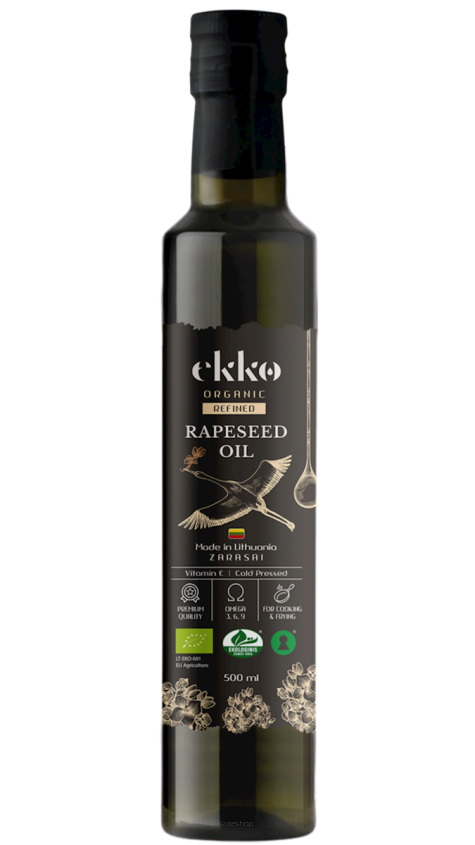 OLEJ RZEPAKOWY DO GOTOWANIA I SMAŻENIA TŁOCZONY NA ZIMNO OMEGA-3 BIO 500 ml - EKKO (PREMIUM)