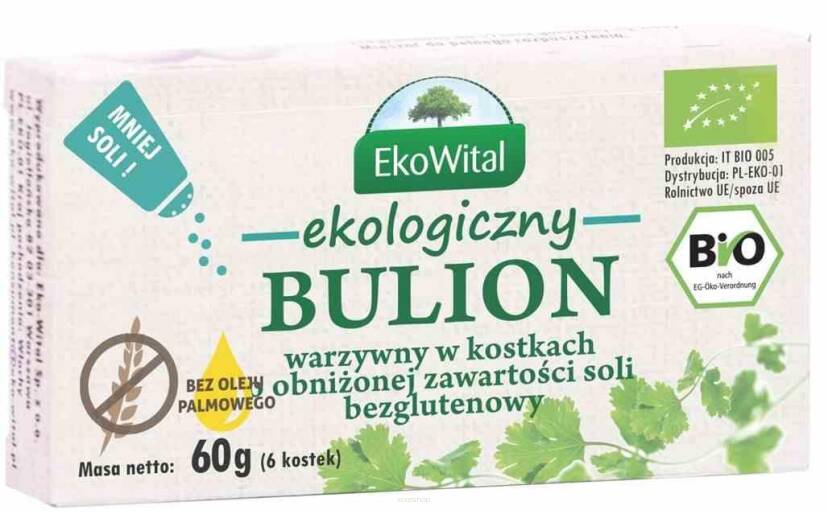 Bulion warzywny w kostkach o obniżonej zawartości soli bez oleju palmowego BEZG. BIO 60 g