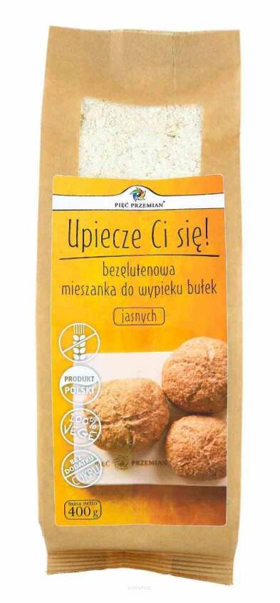 Mieszanka do wypieku 9 bułek bezglutenowych jasnych 400 g - Pięć Przemian