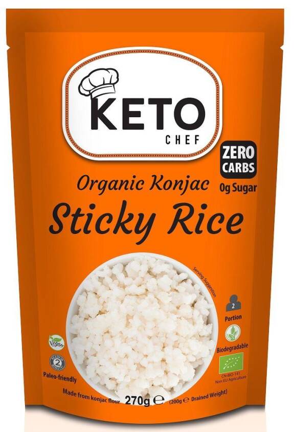 MAKARON KETO (KONJAC TYPU NOODLE W KSZTAŁCIE RYŻU) BEZGLUTENOWY BIO 270 g - BETTER THAN FOODS (KETO CHEF)