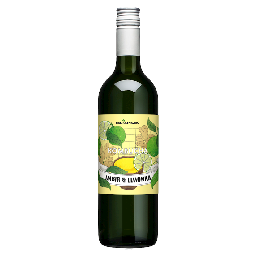 KOMBUCHA O SMAKU IMBIRU I LIMONKI BIO 750 ml - DELIKATNA