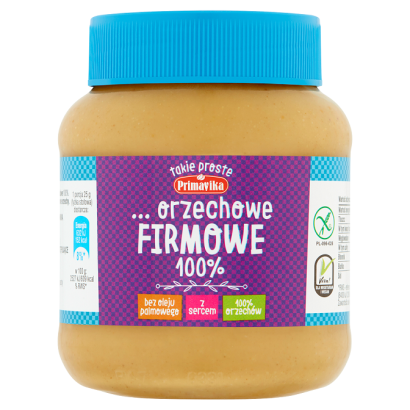 PASTA Z PRAŻONYCH ORZESZKÓW ZIEMNYCH FIRMOWA BEZGLUTENOWA 350 g - PRIMAVIKA