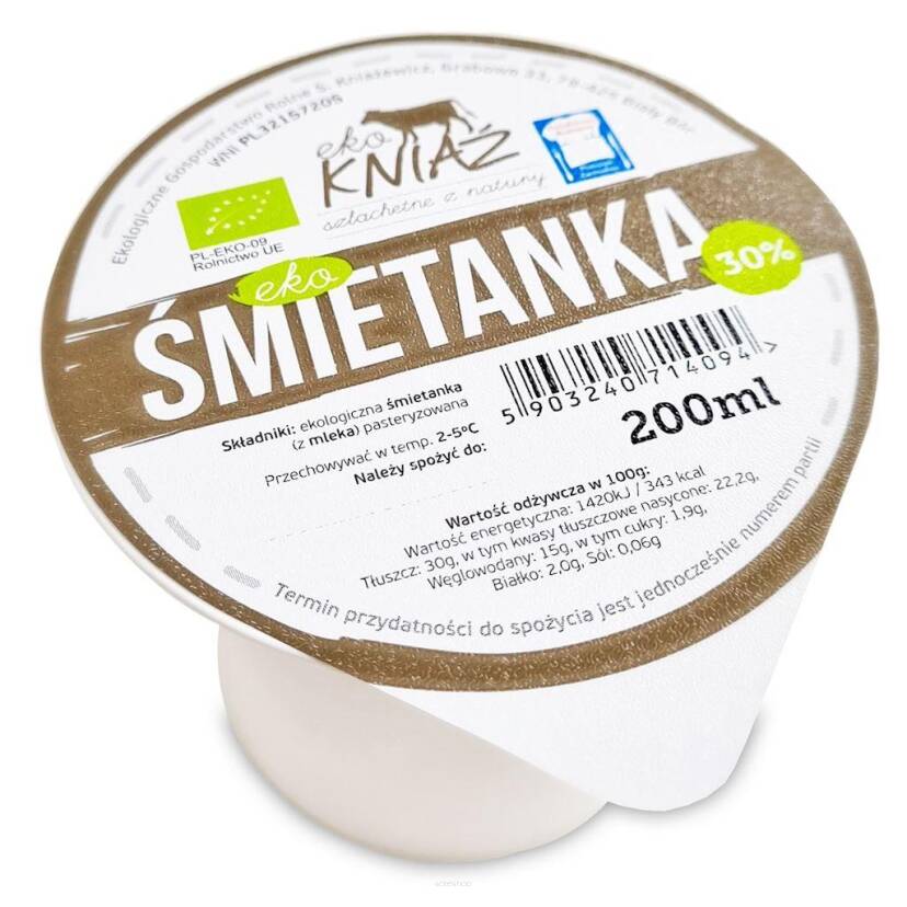 ŚMIETANKA 30 % BIO 200 ml - EKO KNIAŹ (NA ZAMÓWIENIE)