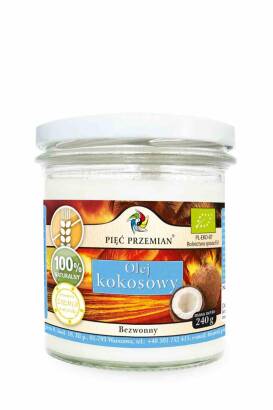 Olej kokosowy BIO bezwonny 240 g - Pięć Przemian
