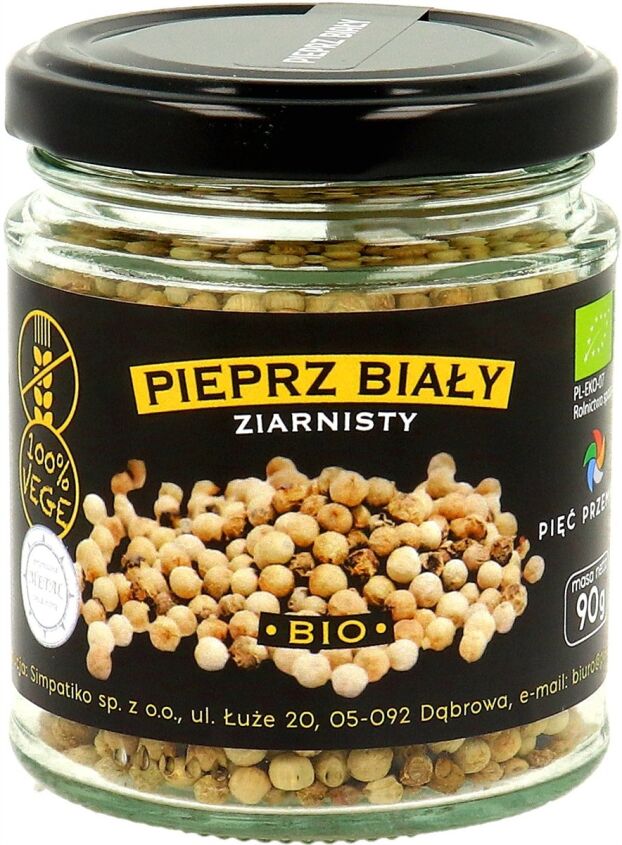 Pieprz biały ziarnisty BIO 90 g - Pięć Przemian