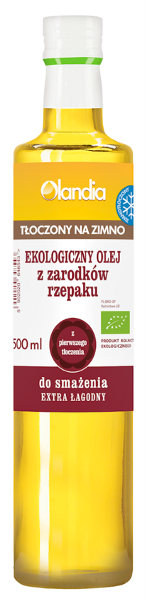 OLEJ Z ZARODKÓW RZEPAKU DO SMAŻENIA TŁOCZONY NA ZIMNO BIO 500 ml - OLANDIA