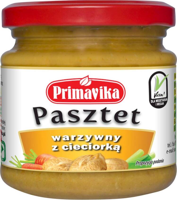 PASZTET WARZYWNY Z CIECIORKĄ BEZGLUTENOWY 160 g - PRIMAVIKA