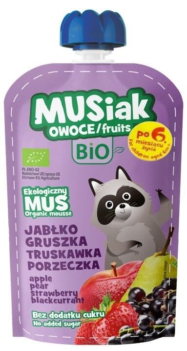 Mus owocowy jabłko- gruszka- truskawka- czarna porzeczka BIO 120g