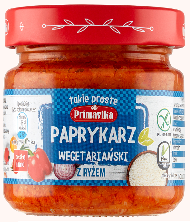 PAPRYKARZ WEGETARIAŃSKI Z RYŻEM BEZGLUTENOWY 160 g - PRIMAVIKA