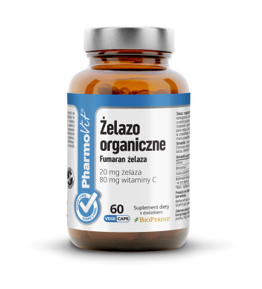 Żelazo organiczne 20 mg 60 kaps Vcaps® | Clean Label Pharmovit