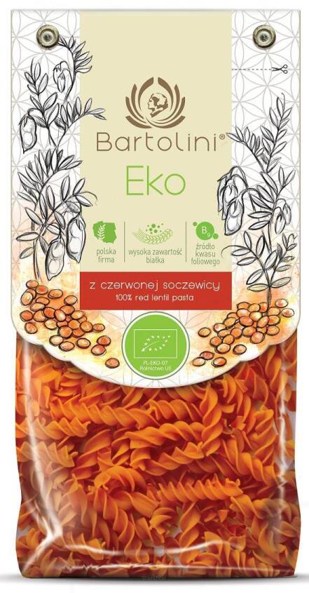 MAKARON (Z SOCZEWICY CZERWONEJ) ŚWIDERKI BIO 250 g - BARTOLINI