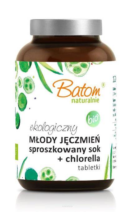 MŁODY JĘCZMIEŃ SPROSZKOWANY SOK + CHLORELLA 500 mg TABLETKI 120 g - BATOM