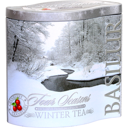 Herbata czarna z doadtkiem żurawiny WINTER TEA sypana w puszce 100g - Basilur