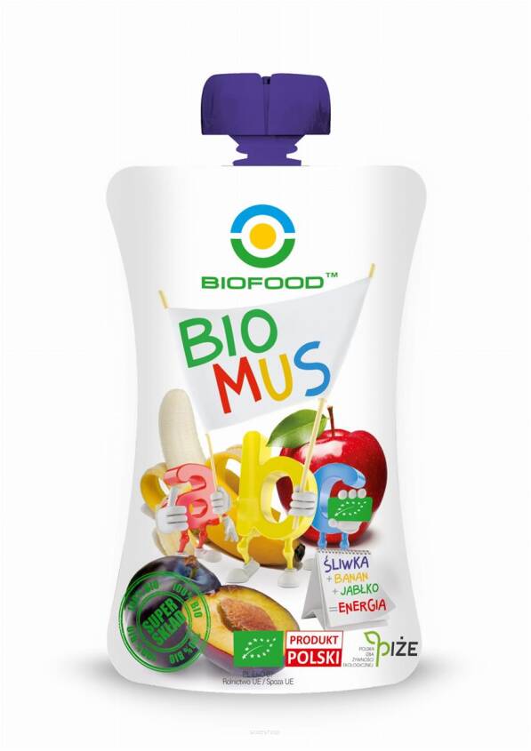 MUS ŚLIWKOWO - BANANOWO - JABŁKOWY BEZGLUTENOWY BIO 90 g - BIO FOOD