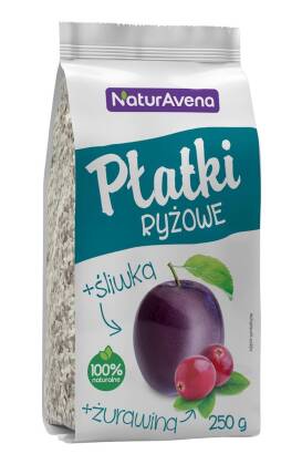 PŁATKI RYŻOWE Z ŻURAWINĄ I ŚLIWKĄ 250 g - NATURAVENA