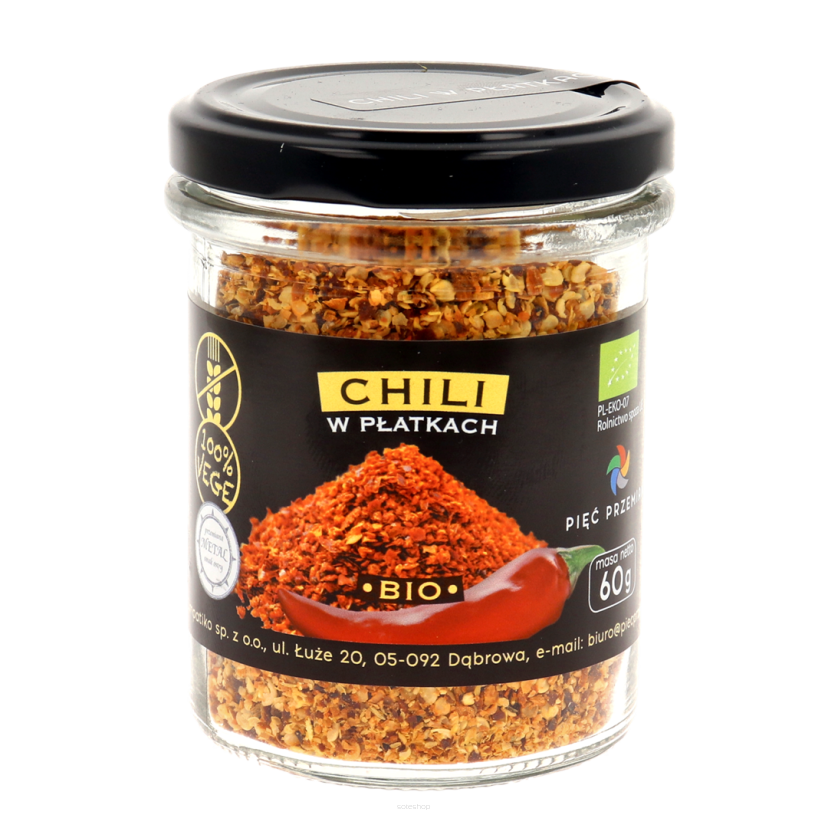 Chili płatki bezglutenowe BIO 60 g - Pięć Przemian