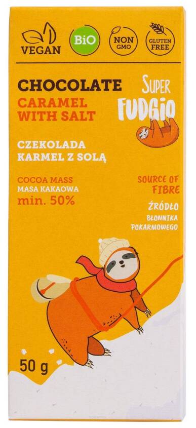 CZEKOLADA KARMEL Z SOLĄ BEZGLUTENOWA BIO 50 g - ME GUSTO (SUPER FUDGIO)