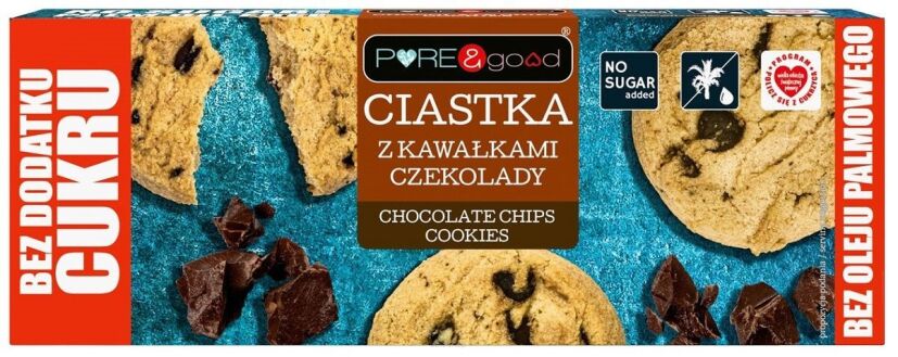 CIASTKA Z CZEKOLADĄ BEZ DODATKU CUKRÓW 135 g - PURE&GOOD