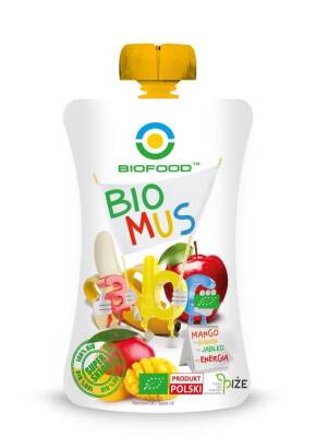 MUS MANGO - BANANOWO - JABŁKOWY BEZGLUTENOWY BIO 90 g - BIO FOOD