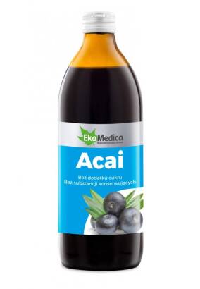 Acai, sok z jagody acai 100% 500 ml - EkaMedica