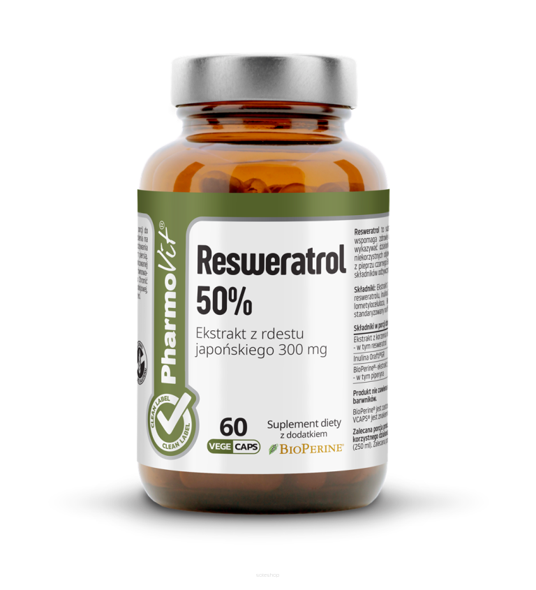 Resweratrol 50% 60 kaps Vcaps® | Clean Label Pharmovit