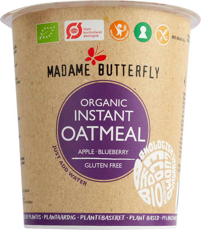 OWSIANKA BŁYSKAWICZNA JABŁKO - JAGODA BEZGLUTENOWA BIO 55 g - MADAME BUTTERFLY