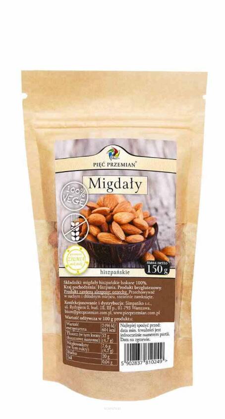 Migdały łuskane 150 g - Pięć Przemian