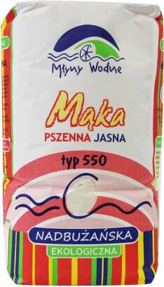 MĄKA PSZENNA JASNA NADBUŻAŃSKA TYP 550 BIO 1 kg - MŁYNY WODNE (EKO OAZA)