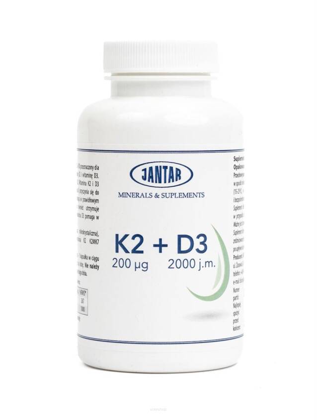 WITAMINA K2 + D3 90 KAPSUŁEK (200 mcg + 50 mcg) - JANTAR