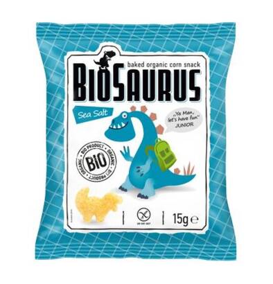 Chrupki kukurydziane Dinozaury z solą morską BEZGL. BIO 15 g BioSaurus