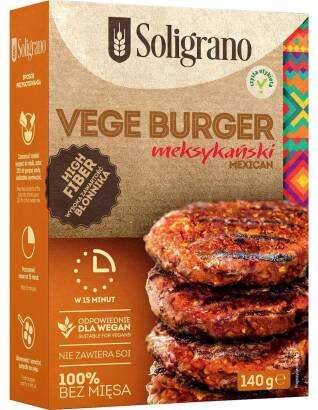 MIESZANKA NA VEGE BURGER MEKSYKAŃSKI 140 g - SOLIGRANO