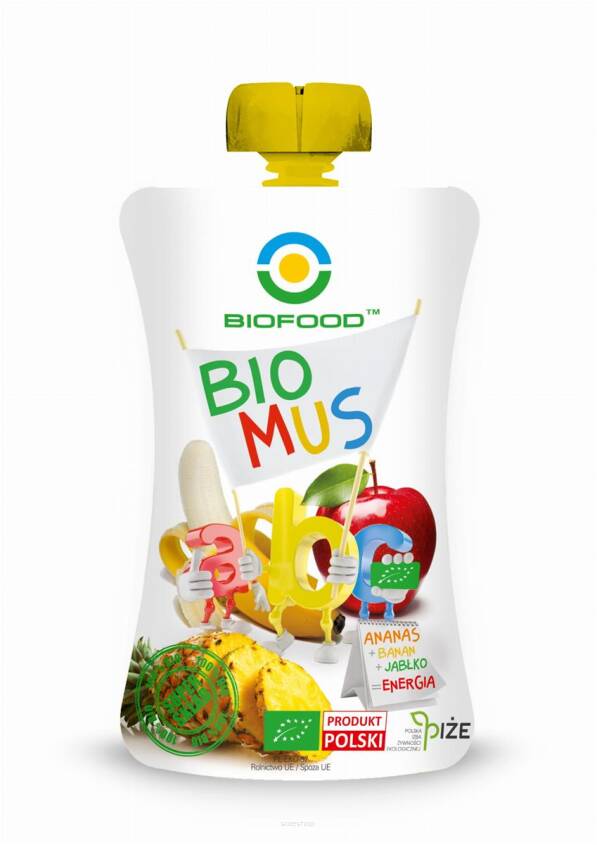 MUS ANANASOWO - BANANOWO - JABŁKOWY BEZGLUTENOWY BIO 90 g - BIO FOOD