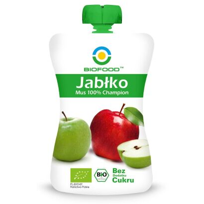 MUS JABŁKOWY 100 % CHAMPION BEZ DODATKU CUKRÓW BEZGLUTENOWY BIO 200 g - BIOFOOD