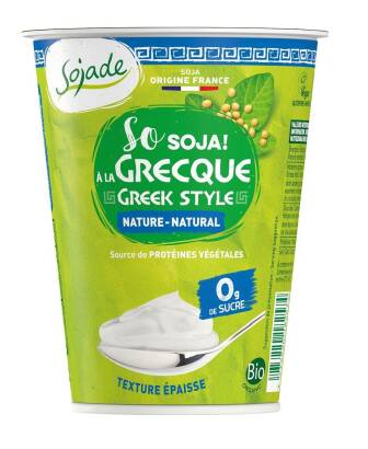 PRODUKT SOJOWY NATURALNY TYPU GRECKIEGO NIE ZAWIERA CUKRÓW BEZGLUTENOWY BIO 400 g - SOJADE