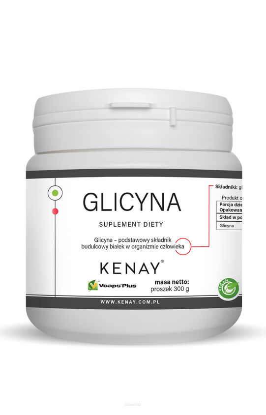 Glicyna wsparcie układu nerwowego i funkcji poznawczych, poprawa jakości snu 300g kaps Kenay